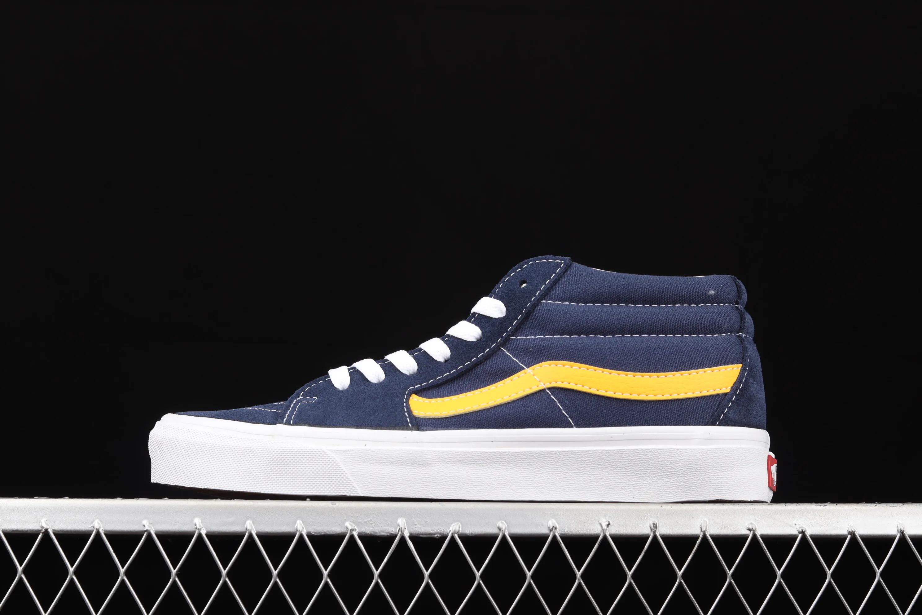 All categories Vans Vans series Vans Mid Vans China Vans Sk8-Mid blue and yellow contrast stitching mid-top retro classic canvas skateboard shoes VN0A3WM34PL